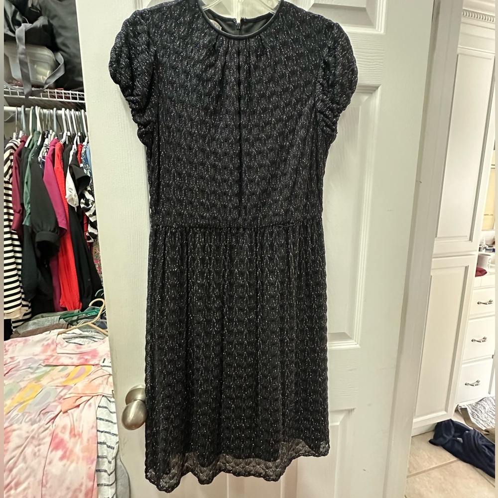 Maggy London Black Textured Midi Dress